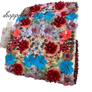 🥀Stunning Beaded Clutch - Black Floral Beaded bag beaded bag with pops of color